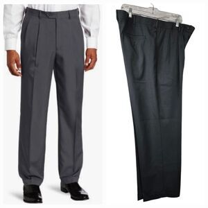 Savane 40x29 Men Stretch Crosshatch Microfiber Dress Pants Gray No Iron Tailored
